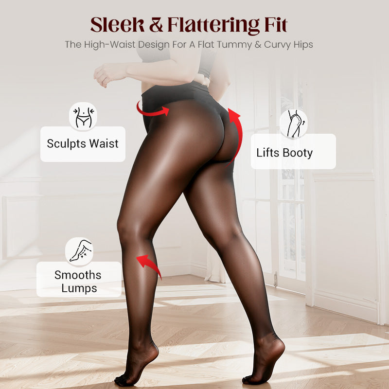 🔥 Transparent High-Waisted Shiny Sheer Tights for Women - Sheer & Comfortable 👑✨