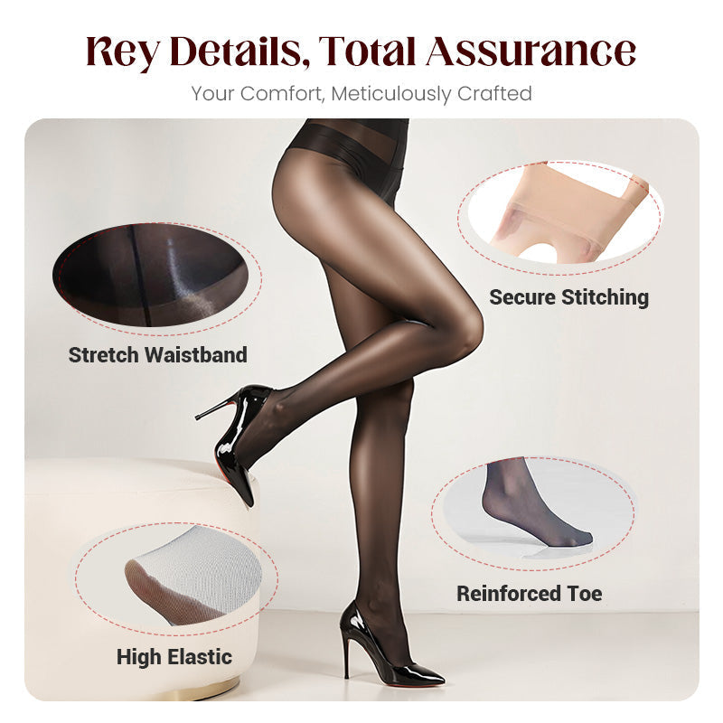 🔥 Transparent High-Waisted Shiny Sheer Tights for Women - Sheer & Comfortable 👑✨