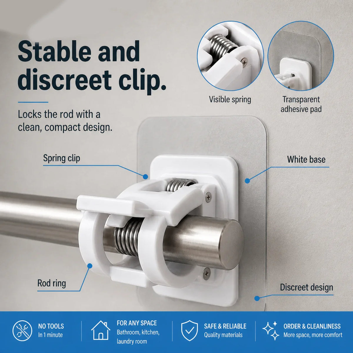 🔥Nail-Free Adjustable Curtain Rod Hooks