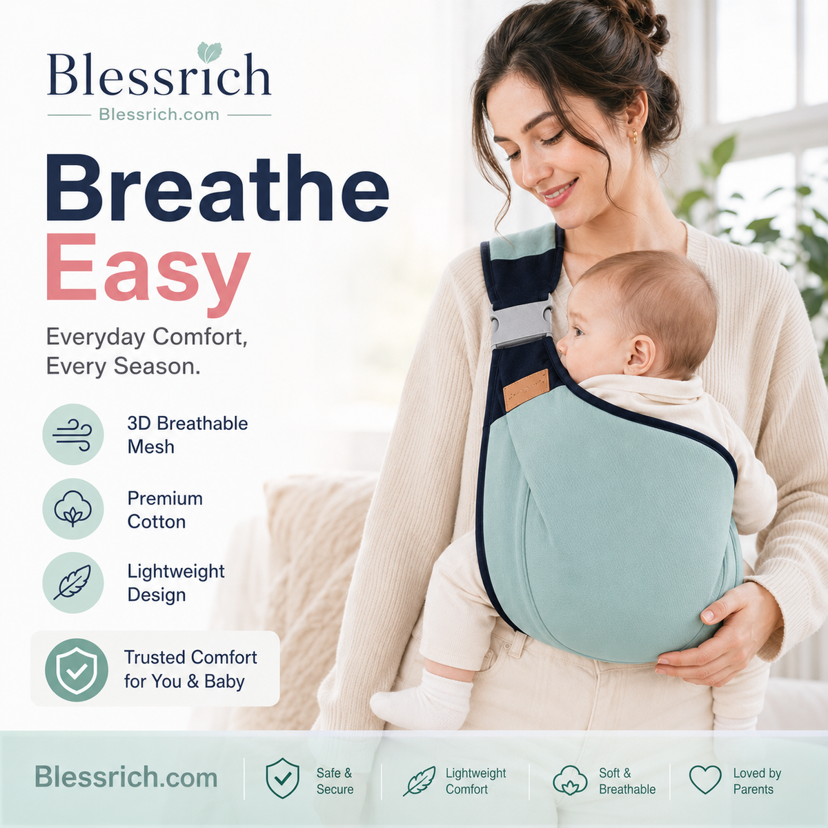 👶 4-in-1 Breathable Baby Carrier