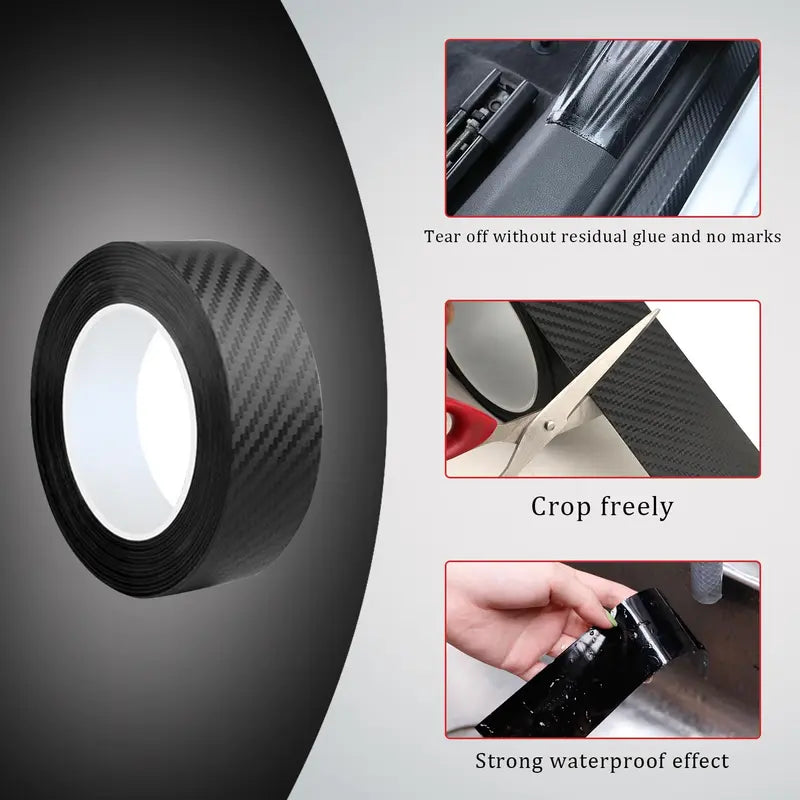 Protective film for car doors - scratch-resistant and impact-resistant 3D carbon fiber vinyl film, self-adhesive backing