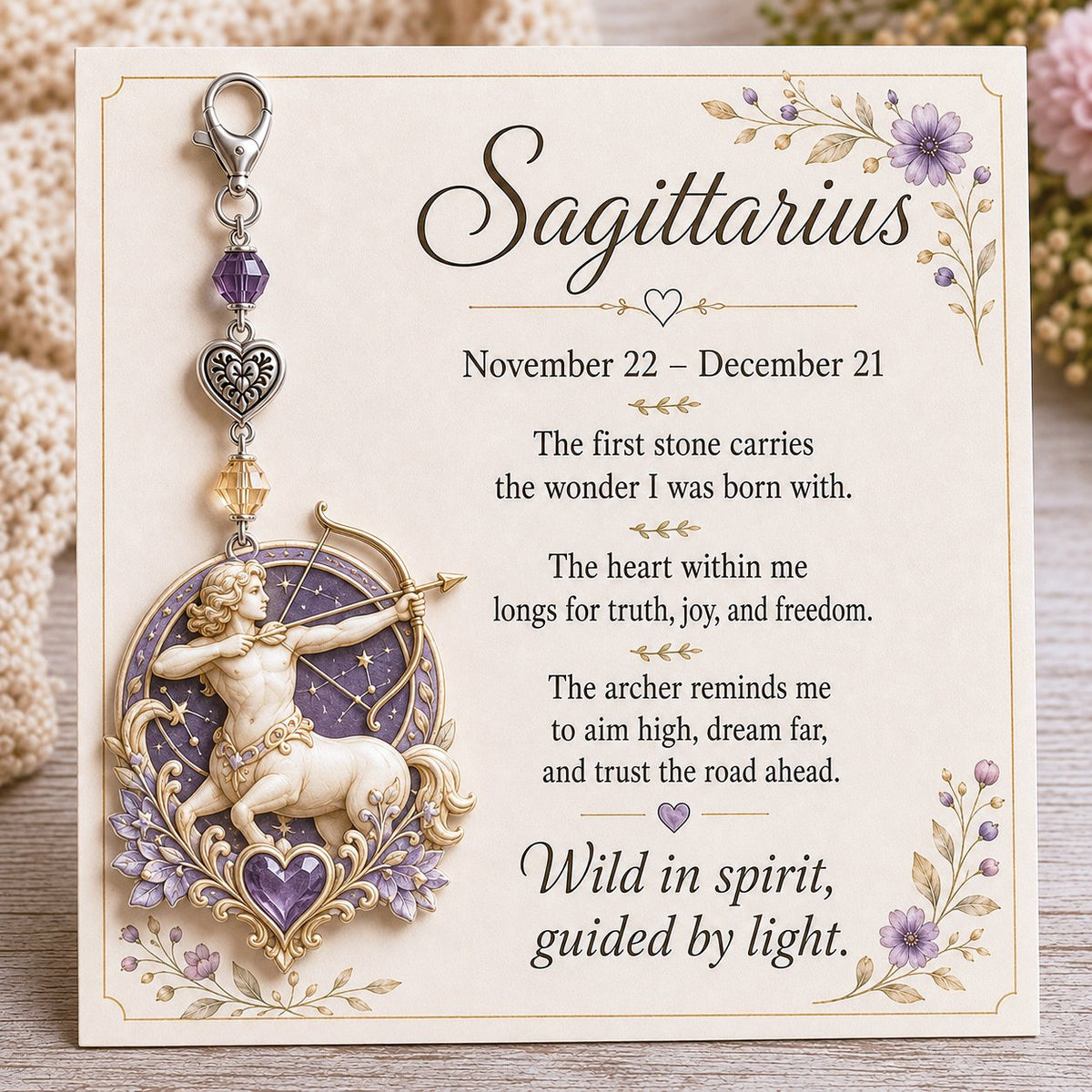💫12 Zodiac Birthstone Charm Keepsake | Astrology Birthday Gift for Her