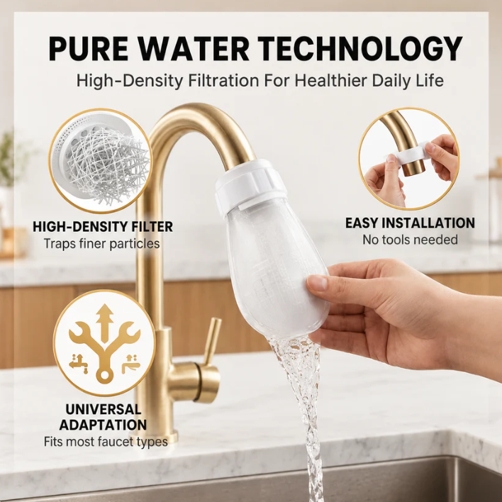 ⏰Anti-Splash Kitchen Faucet Filter for Sediment & Rust Removal