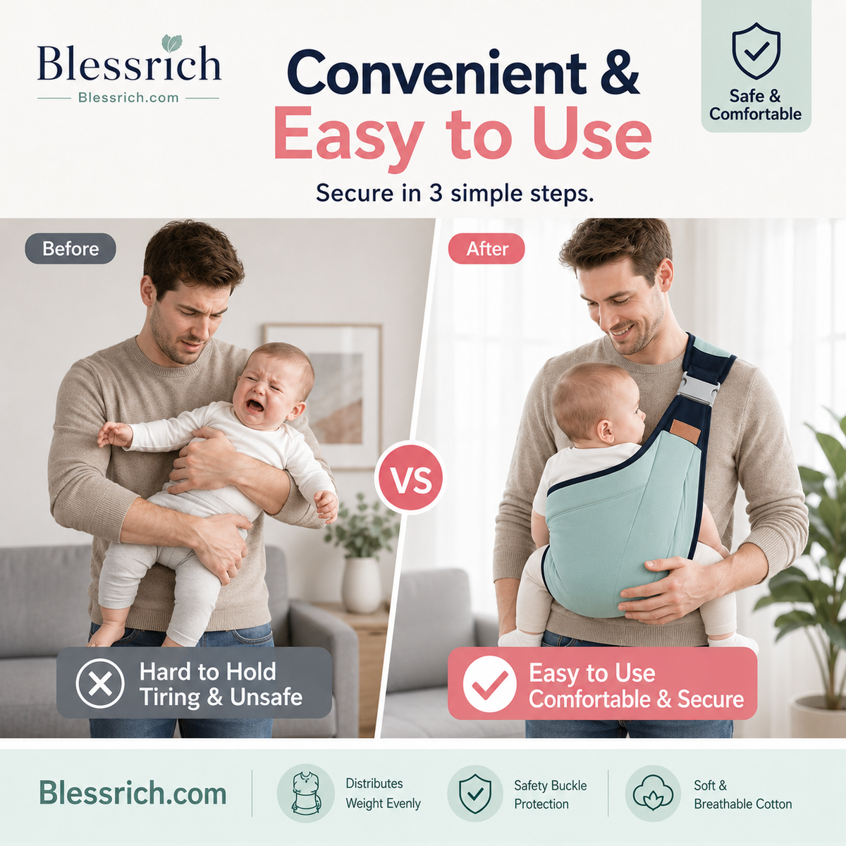 👶 4-in-1 Breathable Baby Carrier