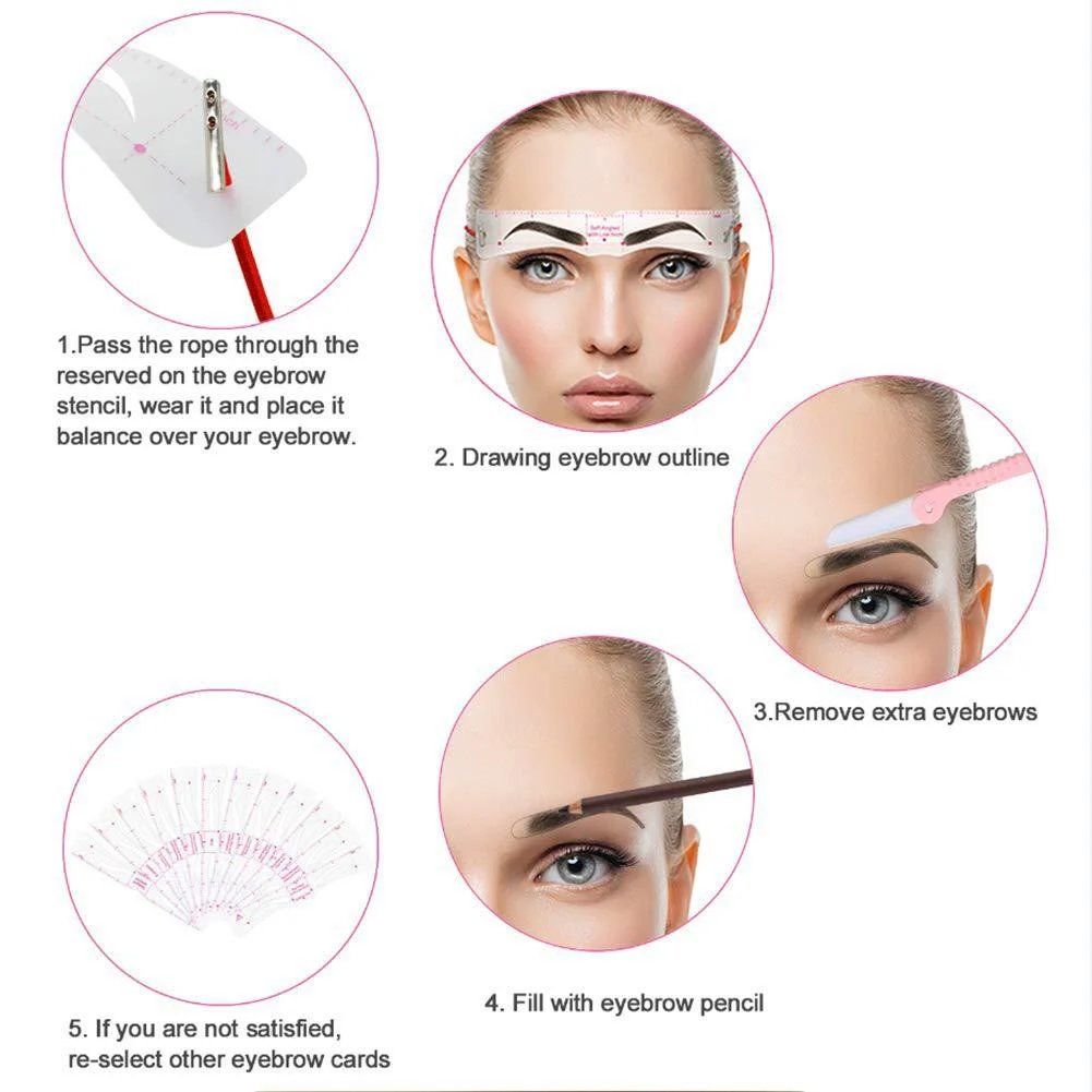 💕 Flawless Brows Made Easy – 12 Precision Brow Stencils for Beginners 👑