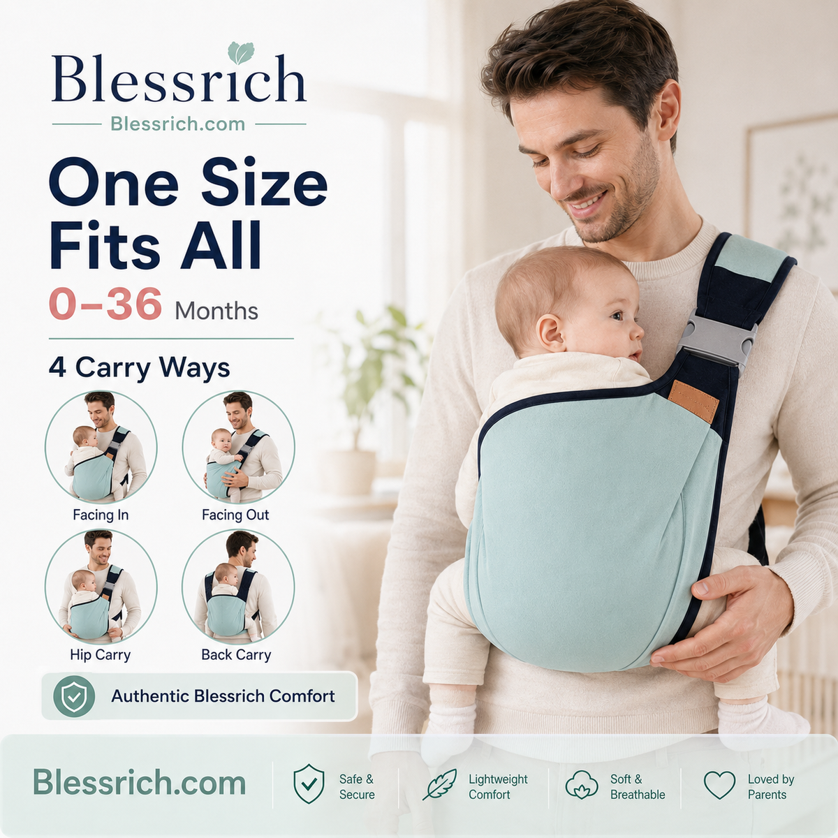 👶 4-in-1 Breathable Baby Carrier