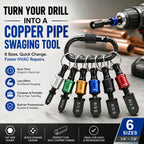 ⚡ 6-Size Copper Pipe Swaging Drill Bit Set – Quick-Change HVAC Tube Expander Tool
