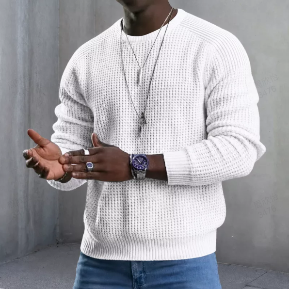 🎁Men's Crewneck Sweater Soft Casual Sweaters Classic Long Sleeve Pullover Sweaters with Ribbing Edge