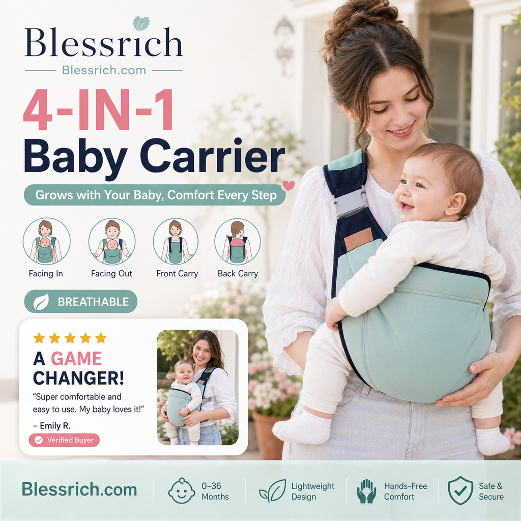 👶 4-in-1 Breathable Baby Carrier
