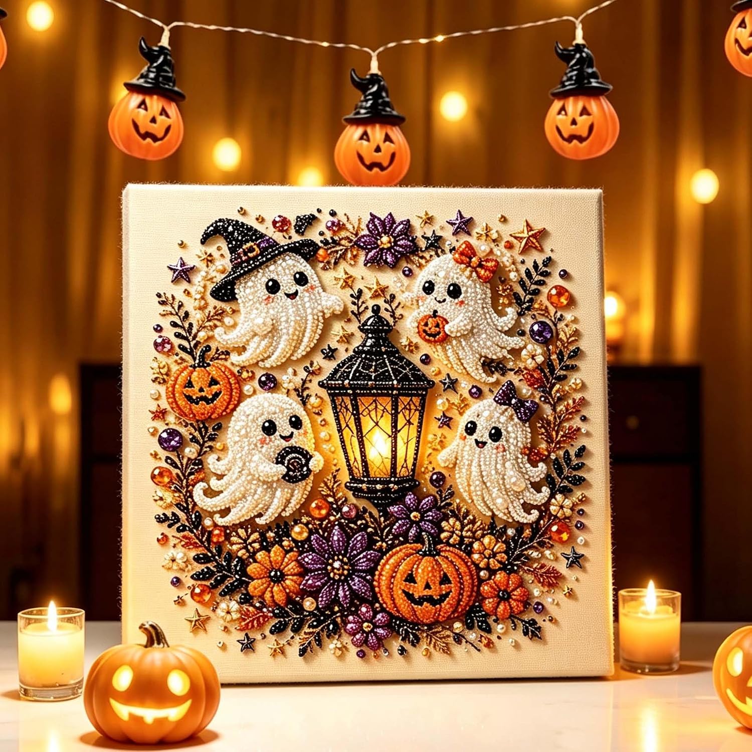 🎃 Halloween Ghost Pearl Art Kit – Create Your Own Spooky Fall Wall Decor