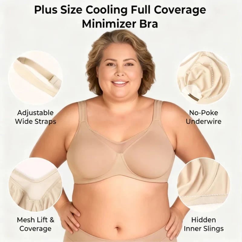 🔥 Today Only: Buy One, Get Two!💐Women's Elegant Sheer Full Coverage Minimizer Bra ✨ Plus Size for Large Busts