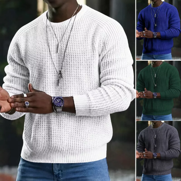 🎁Men's Crewneck Sweater Soft Casual Sweaters Classic Long Sleeve Pullover Sweaters with Ribbing Edge