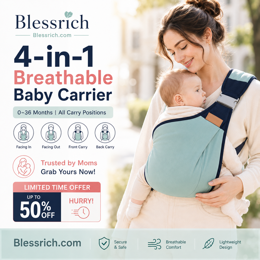 👶 4-in-1 Breathable Baby Carrier