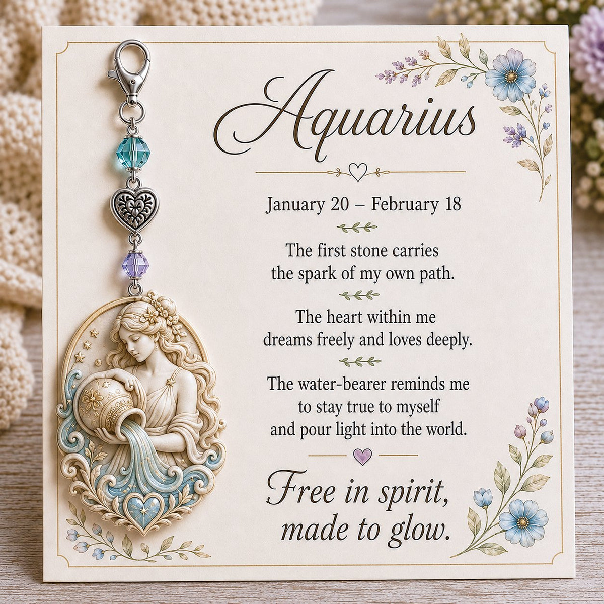 💫12 Zodiac Birthstone Charm Keepsake | Astrology Birthday Gift for Her