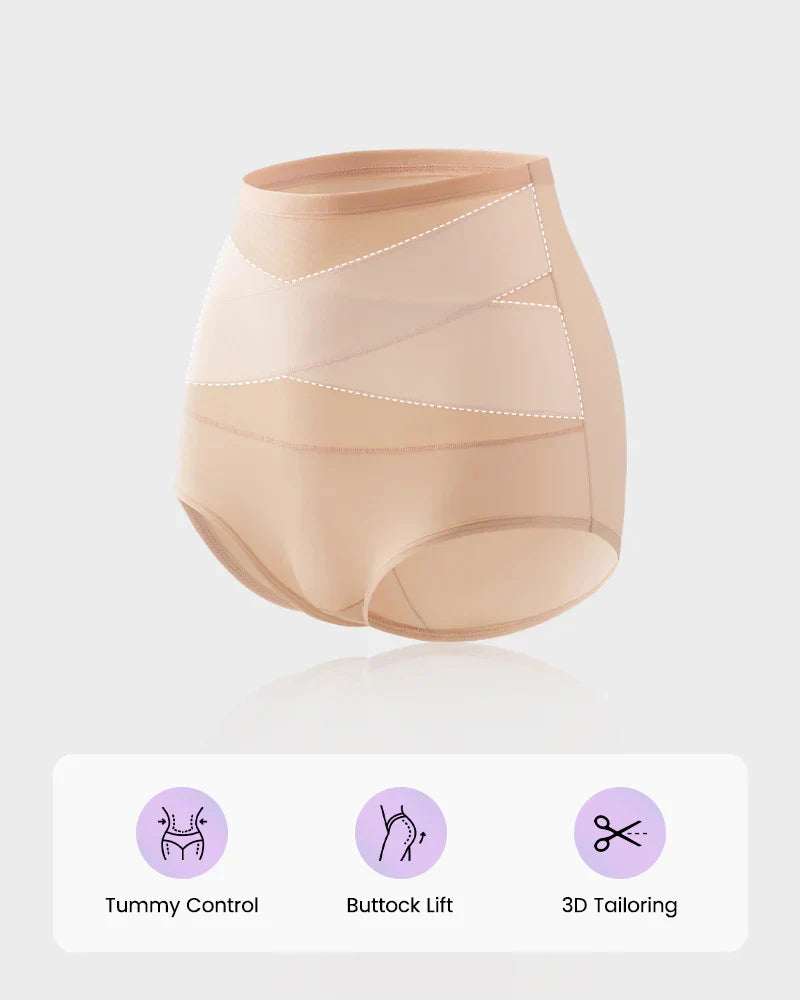 🌸Last Day✨Plus-Size High-Waist Cross Tummy Control Panties