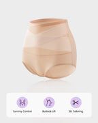 🌸Last Day✨Plus-Size High-Waist Cross Tummy Control Panties