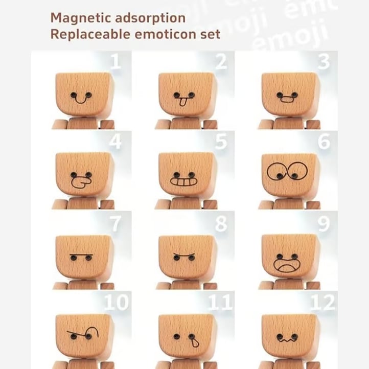 (🌲Early Christmas Sale- 49% OFF) Shaking Feet Wooden Doll - Sways with 12 Pcs Magnetic Expressions
