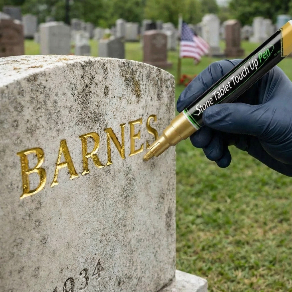 Golden Tombstone Marker Pen for Restoring Faded Grave Inscriptions