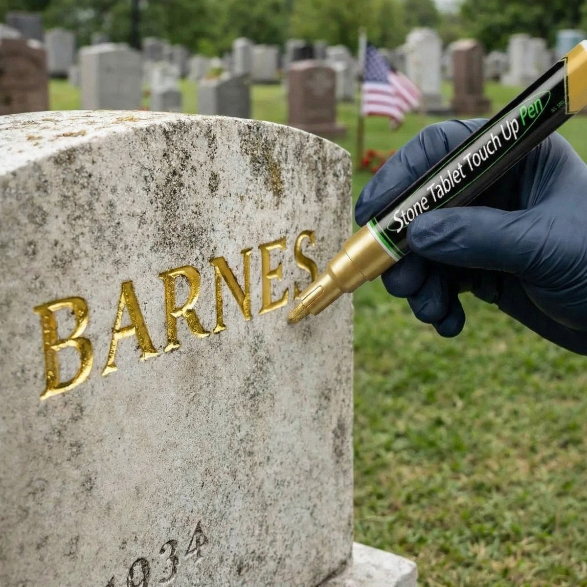 Golden Tombstone Marker Pen for Restoring Faded Grave Inscriptions