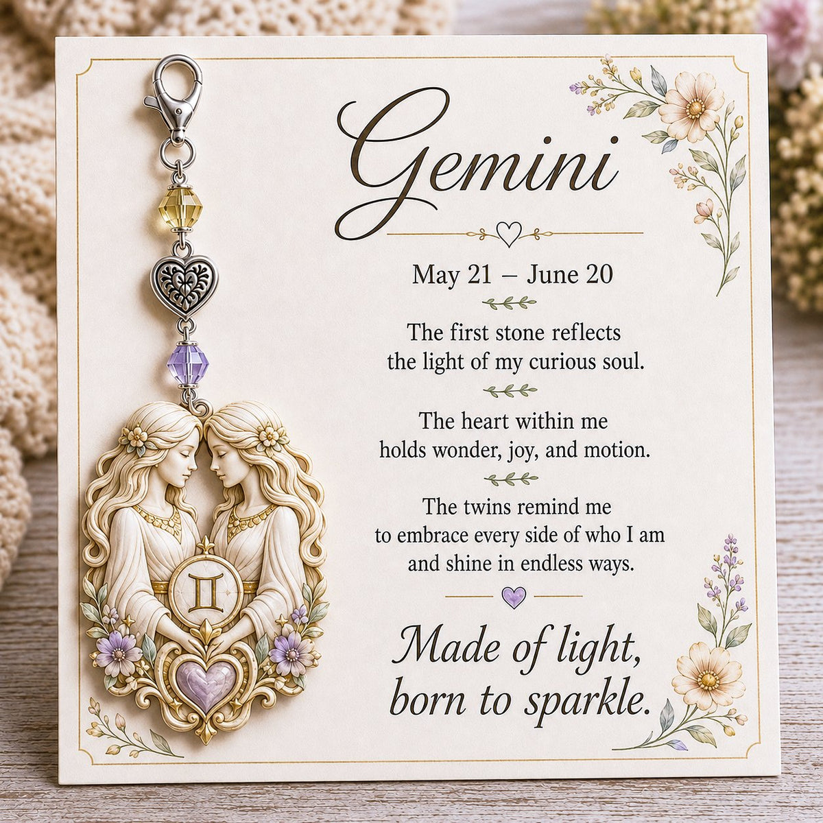 💫12 Zodiac Birthstone Charm Keepsake | Astrology Birthday Gift for Her