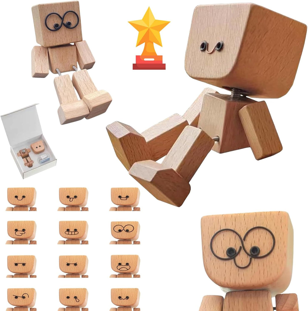 (🌲Early Christmas Sale- 49% OFF) Shaking Feet Wooden Doll - Sways with 12 Pcs Magnetic Expressions