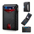 ✨Wallet - With Pop Up Aluminum Case Money Clip Slim Leather Slots Credit Card Holder RFID Blocking Bifold Minimalist Wallet
