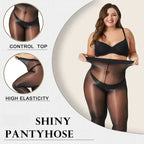🔥 Transparent High-Waisted Shiny Sheer Tights for Women - Sheer & Comfortable 👑✨