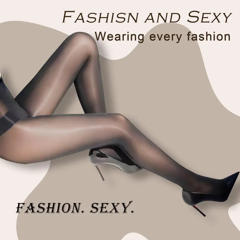 🔥 Transparent High-Waisted Shiny Sheer Tights for Women - Sheer & Comfortable 👑✨