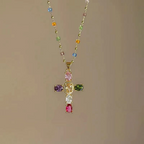⏳Limited-time 50% off⏰Colorful Rhinestone Cross Pendant Necklaces✝️🌈