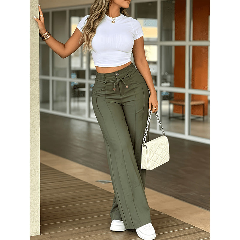 👖💥Women's High-Waisted Straight Leg Trousers – Front seam & elastic back – Versatile, comfortable & perfect for office or casual wear ✨🌸