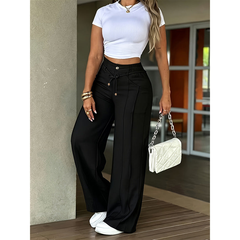 👖💥Women's High-Waisted Straight Leg Trousers – Front seam & elastic back – Versatile, comfortable & perfect for office or casual wear ✨🌸