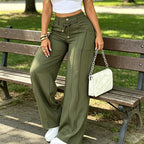 👖💥Women's High-Waisted Straight Leg Trousers – Front seam & elastic back – Versatile, comfortable & perfect for office or casual wear ✨🌸