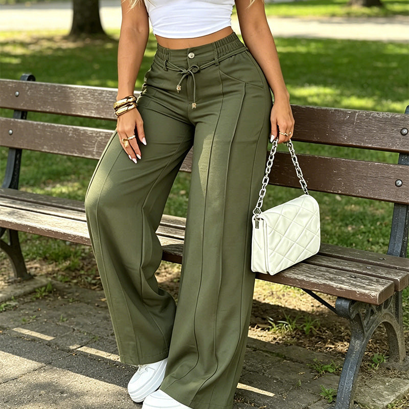 👖💥Women's High-Waisted Straight Leg Trousers – Front seam & elastic back – Versatile, comfortable & perfect for office or casual wear ✨🌸