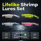 🦐🎣50PCS Luminous Shrimp Lures – Glow in the Dark & Sharp Hooks 🌙✨