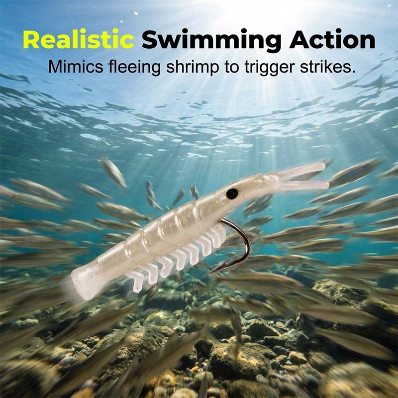 🦐🎣50PCS Luminous Shrimp Lures – Glow in the Dark & Sharp Hooks 🌙✨