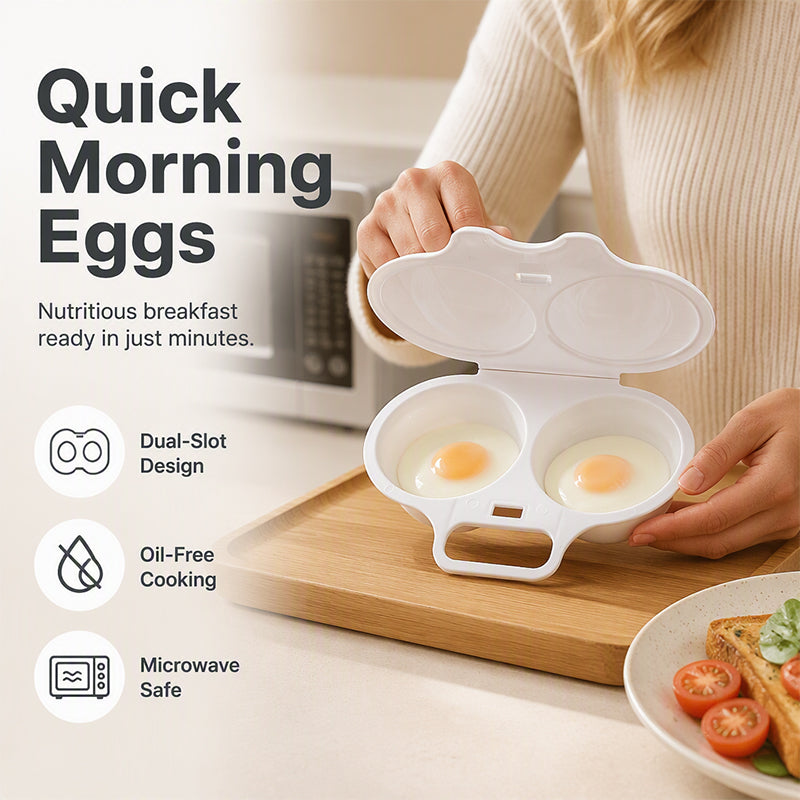🍳 BUY 1 GET 1 FREE! ✨ Dual Cavity Microwave Egg Poacher