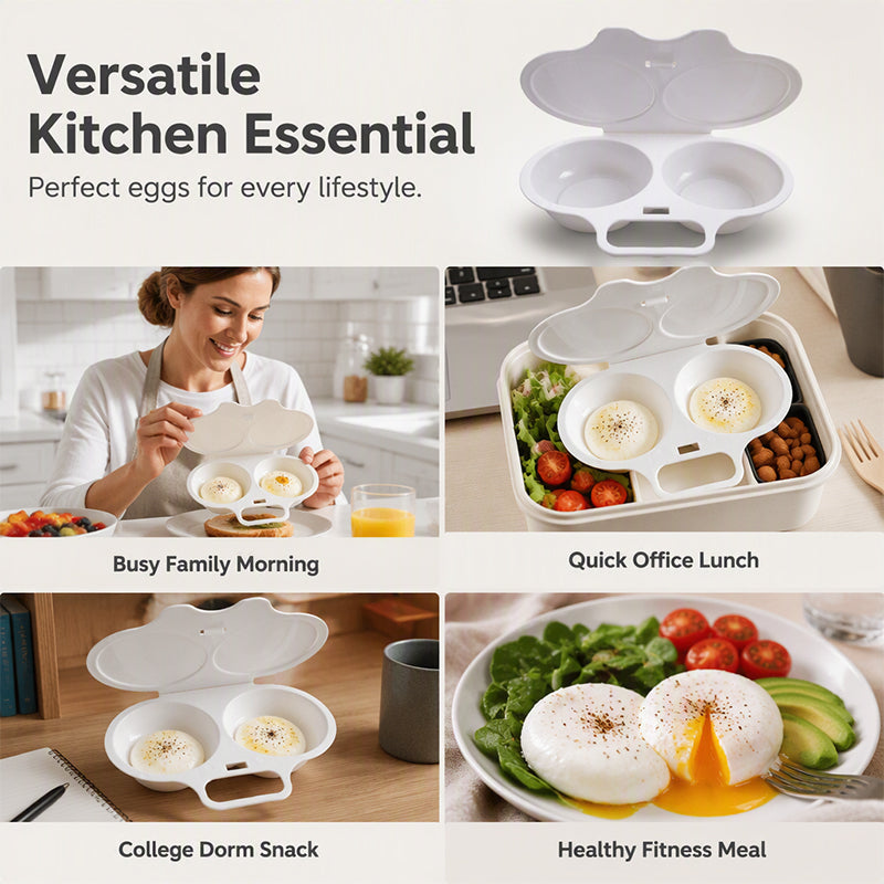 🍳 BUY 1 GET 1 FREE! ✨ Dual Cavity Microwave Egg Poacher
