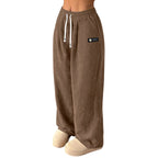 Women's Corduroy Wide-Leg Pants with Drawstring