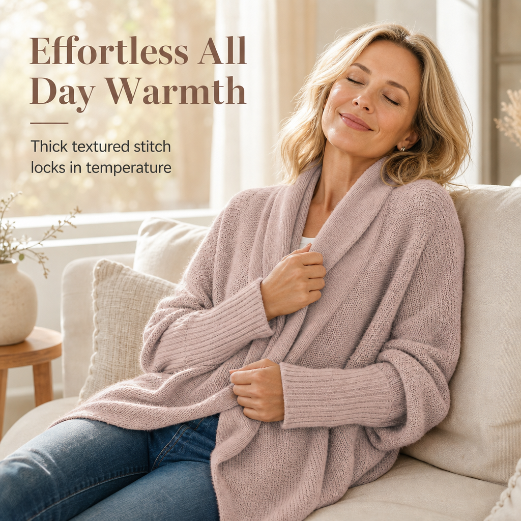 Women's Loose Batwing Sleeve Knit Cardigan Open Front Shawl for Autumn and Winter