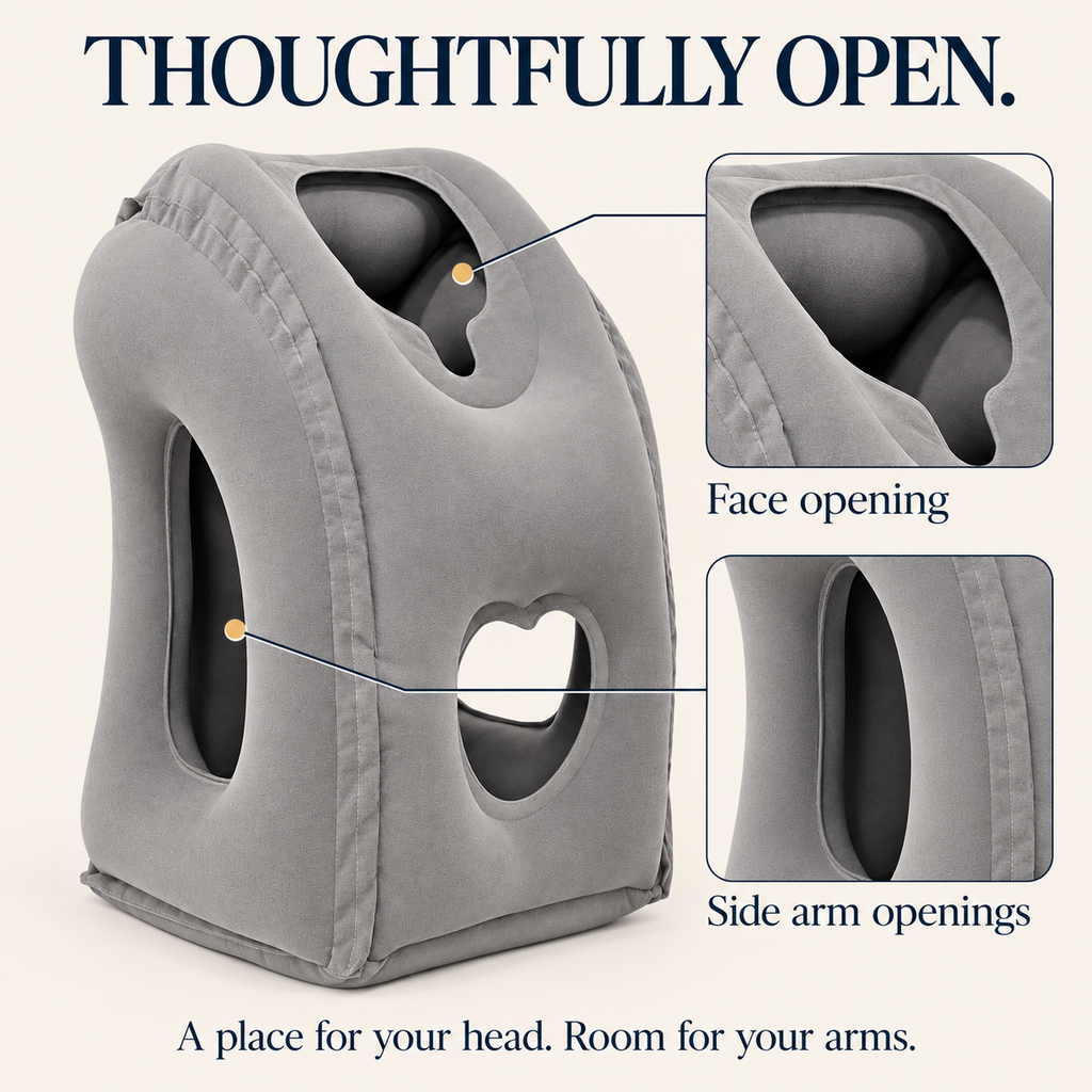 ✈️ Inflatable Airplane Sleep Pillow – Lean-Forward Travel Comfort