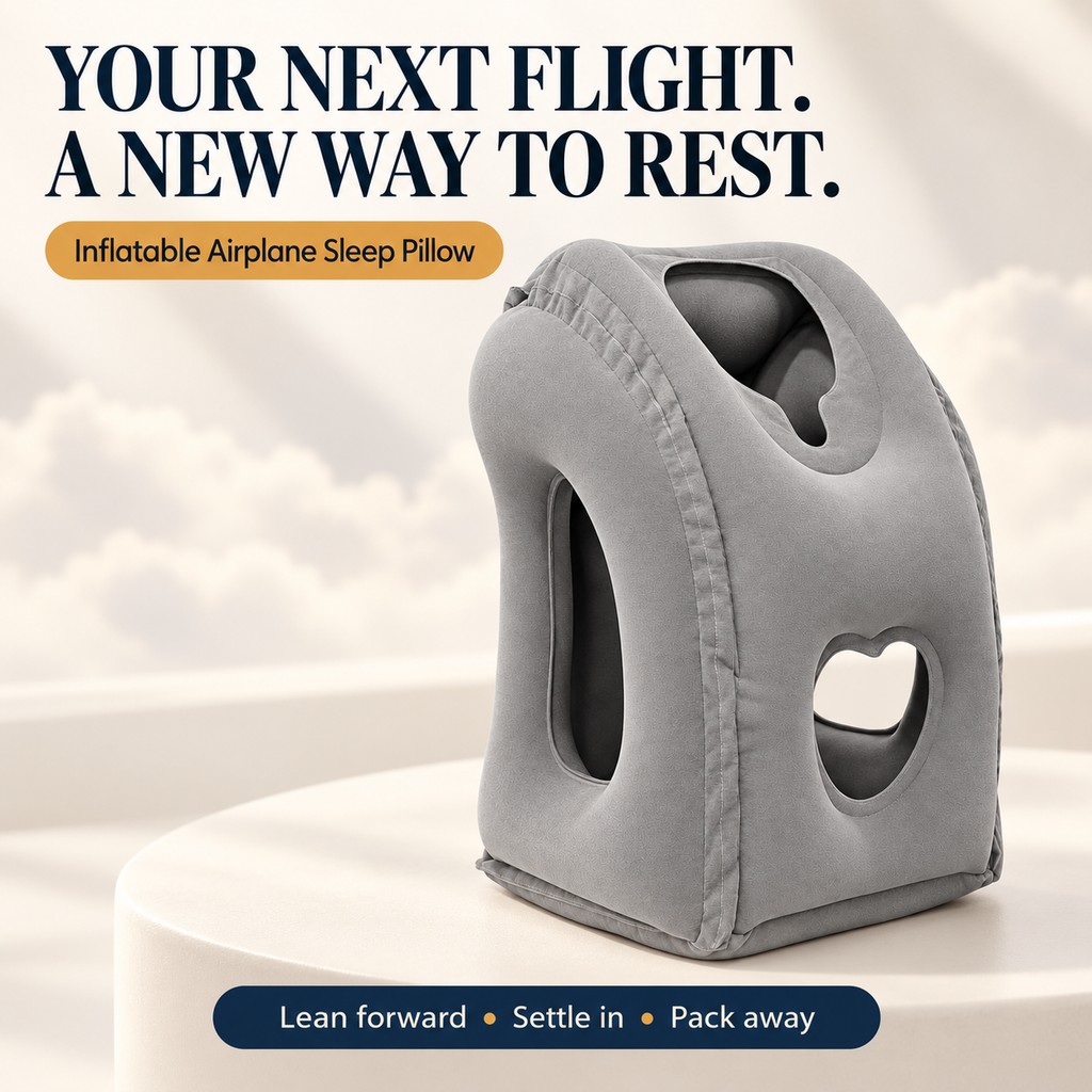 ✈️ Inflatable Airplane Sleep Pillow – Lean-Forward Travel Comfort